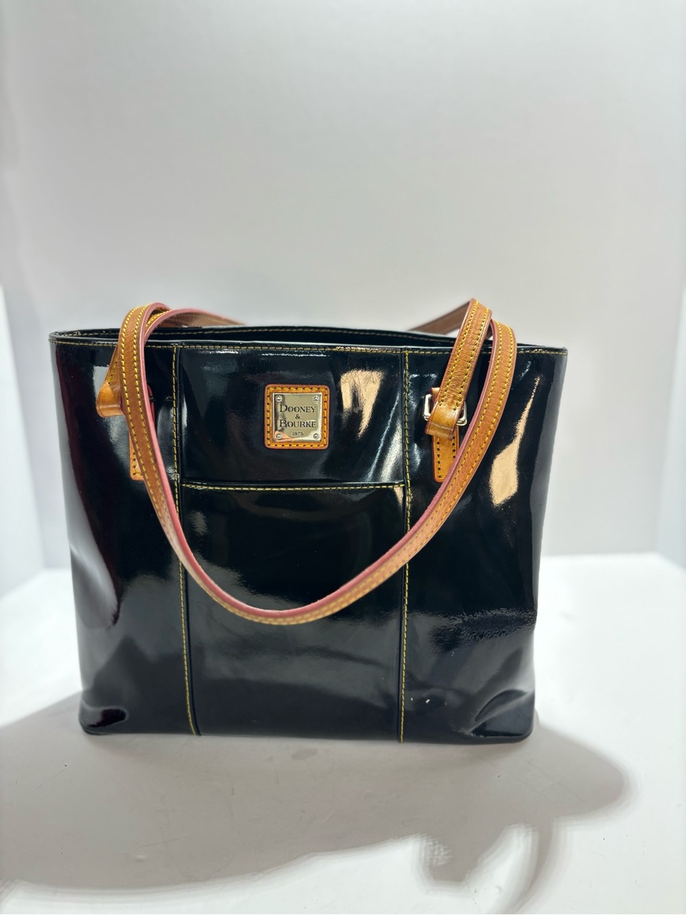 Vintage Donney & Burke Black Patent Leather Tote Bag